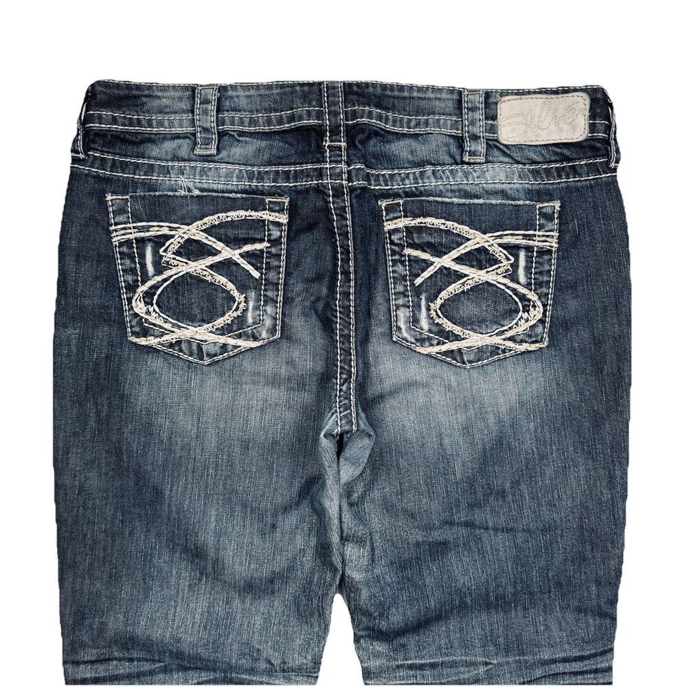 Silver Jeans Lola 17” Straight 32 (34x29) Altered Blue Distressed Denim Womens - Picture 9 of 11